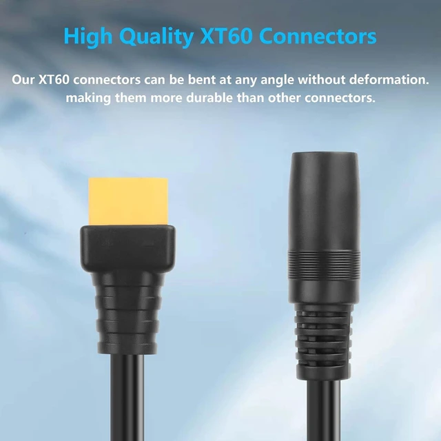 Alt view image 2 of 6 - 2 PCS XT60 to 8mm Adapter Cable DC8020 to XT60 Power Cable 14AWG DC8mmx2.0mm Female to XT60 Male Power Cord for Solar Panel, Portable Charging Station,etc (XT60 Male to 8020 Famale)