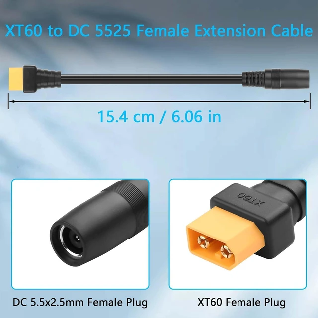 Alt view image 6 of 6 - 2 PCS XT60 to 8mm Adapter Cable DC8020 to XT60 Power Cable 14AWG DC8mmx2.0mm Female to XT60 Male Power Cord for Solar Panel, Portable Charging Station,etc (XT60 Male to 8020 Famale)