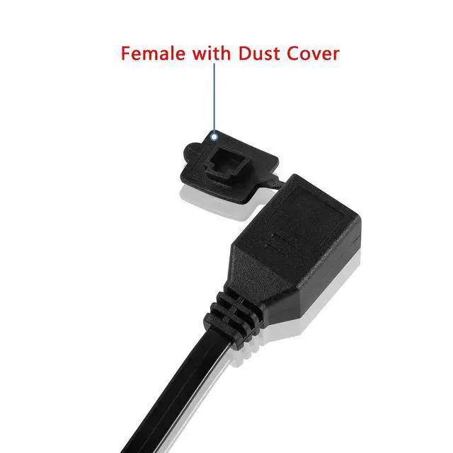 Alt view image 3 of 6 - 6P6C Extension Cable with Cap RJ12 Crystal Head Cable Male to Female with Dust Cover Black 35CM