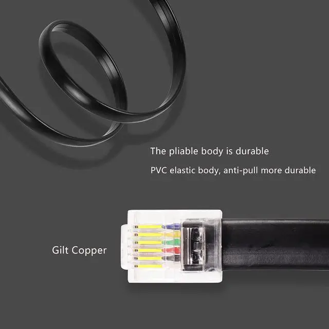 Alt view image 4 of 6 - 6P6C Extension Cable with Cap RJ12 Crystal Head Cable Male to Female with Dust Cover Black 35CM