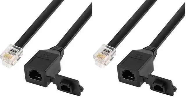 Main image of 6P6C Extension Cable with Cap RJ12 Crystal Head Cable Male to Female with Dust Cover Black 35CM (Pack of 2)
