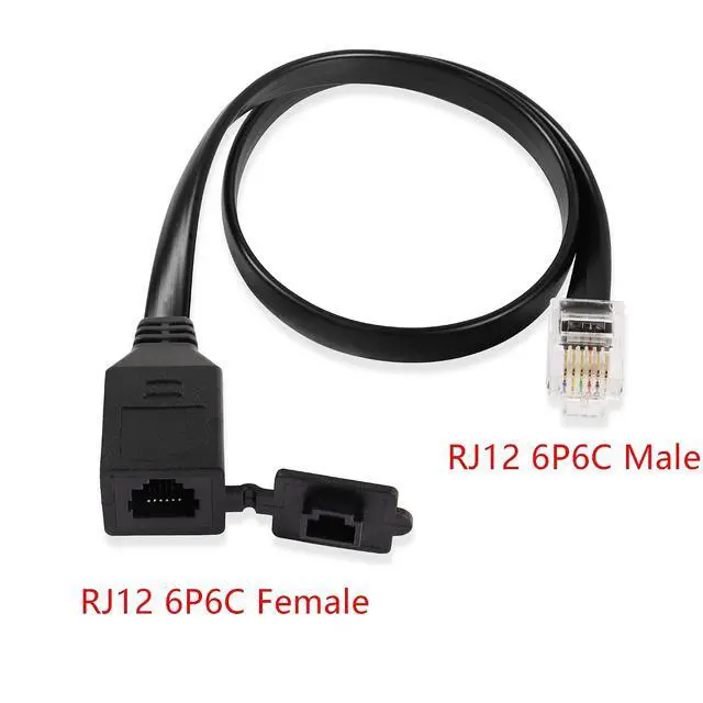 Alt view image 2 of 6 - 6P6C Extension Cable with Cap RJ12 Crystal Head Cable Male to Female with Dust Cover Black 35CM