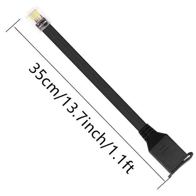 Alt view image 6 of 6 - 6P6C Extension Cable with Cap RJ12 Crystal Head Cable Male to Female with Dust Cover Black 35CM