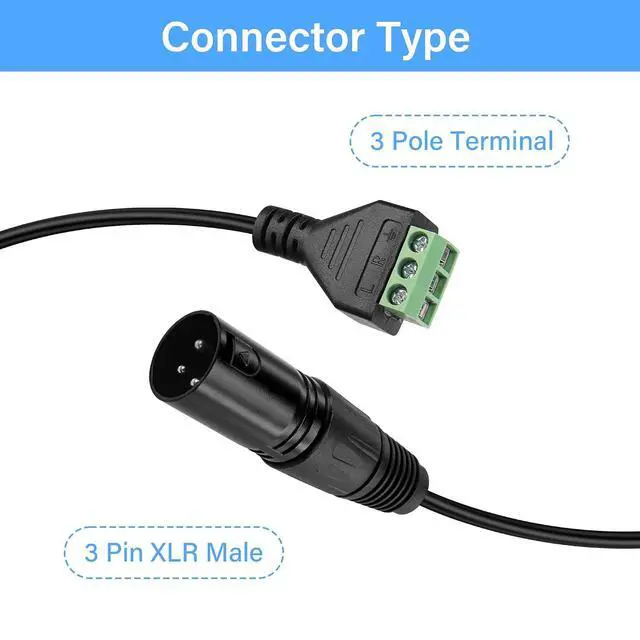 Alt view image 2 of 7 - XLR Cable 3 Pin XLR Male to 3 Pin Terminal Converter Adapter Cable for Speakers,Microphone,Sound Equipments,Live Performance & Recording(33cm)