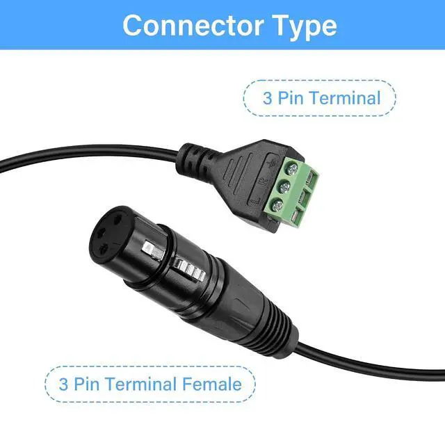 Alt view image 2 of 7 - XLR Cable 3 Pin XLR Female to 3 Pin Terminal Converter Adapter Cable for Speakers,Microphone,Sound Equipments,Live Performance & Recording(33cm)