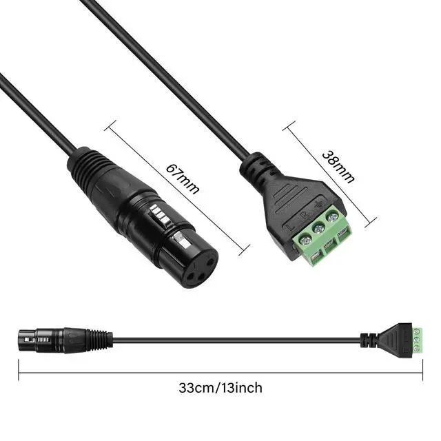 Alt view image 7 of 7 - XLR Cable 3 Pin XLR Female to 3 Pin Terminal Converter Adapter Cable for Speakers,Microphone,Sound Equipments,Live Performance & Recording(33cm)