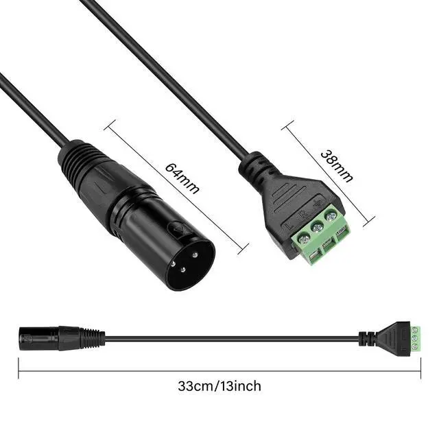 Alt view image 7 of 7 - XLR Cable 3 Pin XLR Male to 3 Pin Terminal Converter Adapter Cable for Speakers,Microphone,Sound Equipments,Live Performance & Recording(33cm)