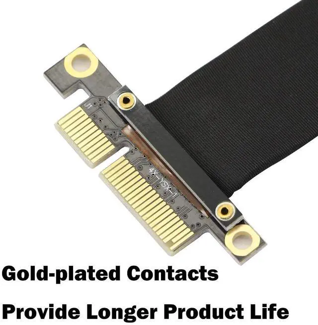 Alt view image 2 of 6 - PCIe 4X Extension Cable, PCI-Express 3.0 Male to Female Riser Cable PCI-E Extender Adapter Jumper for Graphics Card, 23cm 180 Degree