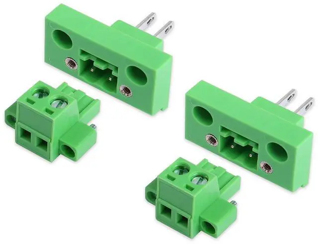 Main image of 2 Sets 2 Pin 5.08 mm Terminal, 2-Pin Pluggable Screw Terminal Block Connectors, 2P Through-wall Terminal Connectors 2EDGWB+2EDGKM with Screw Lock Plate Fixed