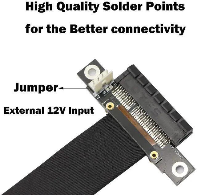 Alt view image 3 of 6 - PCIe 4X Extension Cable, PCI-Express 3.0 Male to Female Riser Cable PCI-E Extender Adapter Jumper for Graphics Card, 23cm 180 Degree