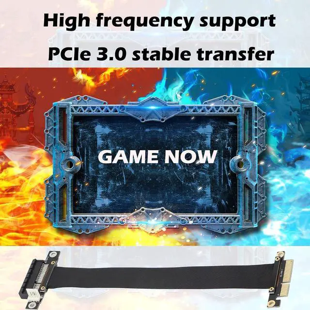 Alt view image 5 of 6 - PCIe 4X Extension Cable, PCI-Express 3.0 Male to Female Riser Cable PCI-E Extender Adapter Jumper for Graphics Card, 23cm 180 Degree