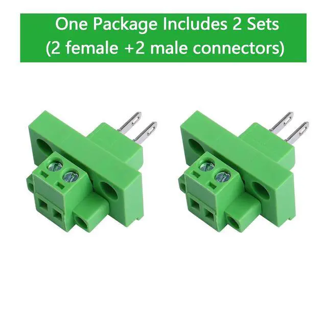 Alt view image 7 of 7 - 2 Sets 2 Pin 5.08 mm Terminal, 2-Pin Pluggable Screw Terminal Block Connectors, 2P Through-wall Terminal Connectors 2EDGWB+2EDGKM with Screw Lock Plate Fixed