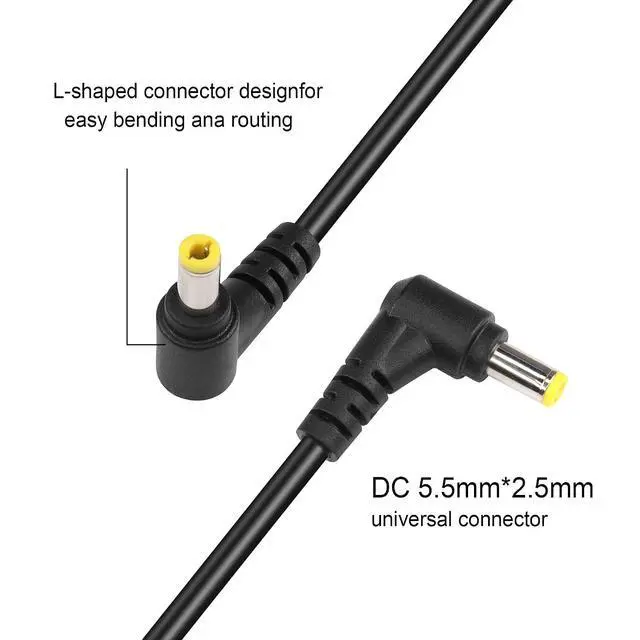 Alt view image 3 of 7 - DC5525 Y-Splitter Cable 18AWG DC 5.5mm X 2.5mm Straight Female to Double Right Angle 90 Degree DC 5.5mm X 2.5mm Male Extension Power Cable for Cameras,Laptops,Routers,etc(27.5Inch)