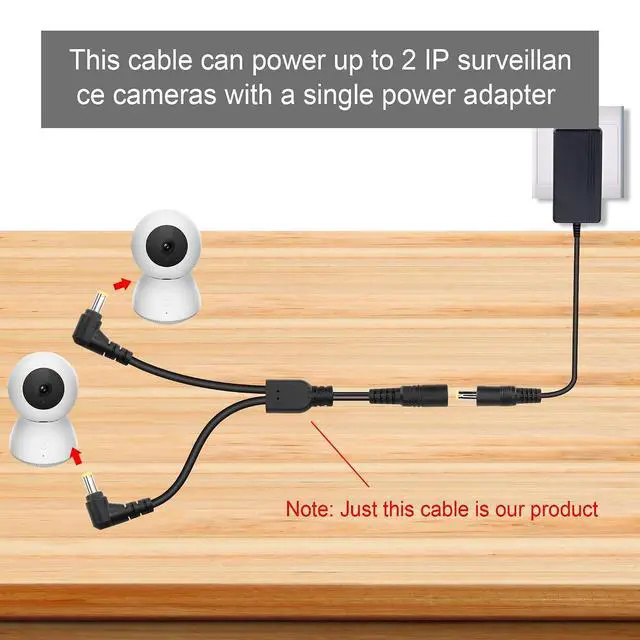 Alt view image 4 of 7 - DC5525 Y-Splitter Cable 18AWG DC 5.5mm X 2.5mm Straight Female to Double Right Angle 90 Degree DC 5.5mm X 2.5mm Male Extension Power Cable for Cameras,Laptops,Routers,etc(27.5Inch)