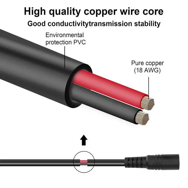 Alt view image 6 of 7 - DC5525 Y-Splitter Cable 18AWG DC 5.5mm X 2.5mm Straight Female to Double Right Angle 90 Degree DC 5.5mm X 2.5mm Male Extension Power Cable for Cameras,Laptops,Routers,etc(27.5Inch)