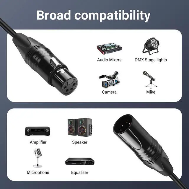 Alt view image 4 of 7 - DMX Cable 4 Pin Signal XLR Male to Female Wire DMX512 XLR Male to Female Stage Light Signal Cable with Metal Connectors, Connection for Stage & DJ Lighting fixtures(1.8M)