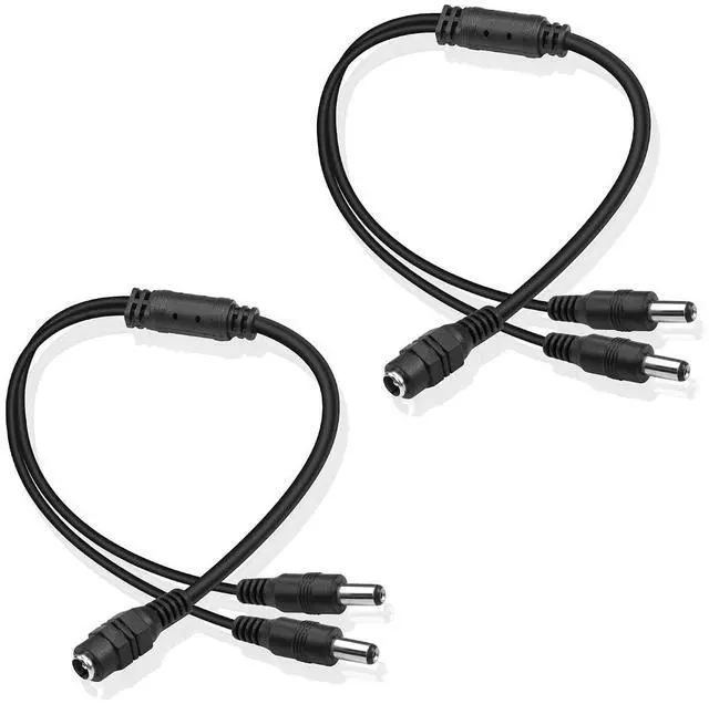Main image of DC Y Splitter Cable 1 Female to 2 Male,5.5mm x 2.1mm DC Power Extension Adapter Cable,for CCTV Surveillance Cameras,Surveillance Routers,DVR,and More2PCS