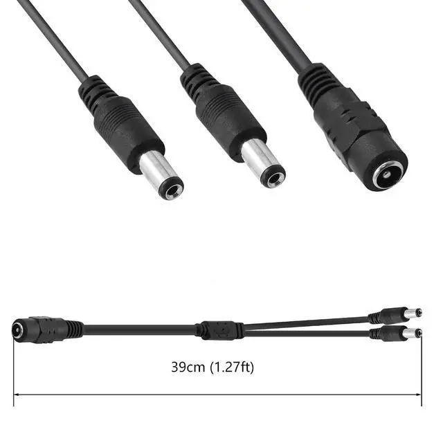 Alt view image 7 of 7 - DC Y Splitter Cable 1 Female to 2 Male,5.5mm x 2.1mm DC Power Extension Adapter Cable,for CCTV Surveillance Cameras,Surveillance Routers,DVR,and More2PCS