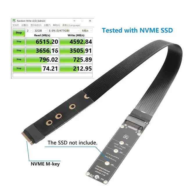 Alt view image 5 of 7 - NGFF M.2 M-Key NVME Extension 40 CM PCIe 3.0/4.0 M.2 NVME/NGFF SSD Ribbon Flex Cable for Mainboard SSD 2230/2242/2260/2280 (Straight Out)