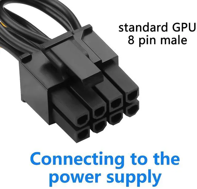 Alt view image 4 of 7 - 2-Pack PCIE 6 Pin Male to 8 Pin (6+2) Male GPU Power Cable for CoolerMaster and Thermaltake Power Adapter Cable Supply with PCIe 6 Pin Port PCI Express Pin Adapter Power Cable, 20 inch