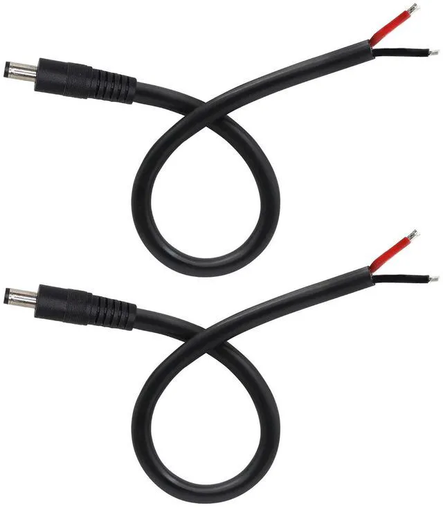 Alt view image 5 of 6 - 2 Pack DC Power Pigtails Cable, DC 5.5mm x 2.5mm Male Plug Jack to Bare Wire Open End Power Supply Replacement Repair Cord, for Security Camera,LED Strip Light,DVR 0.8FT(Black-0.25m)