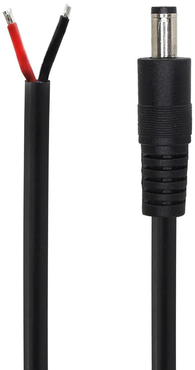 Alt view image 5 of 6 - 2 Pack DC Power Pigtails Cable, DC 5.5mm x 2.5mm Male Plug Jack to Bare Wire Open End Power Supply Replacement Repair Cord, for Security Camera,LED Strip Light,DVR 3FT (black-1m)