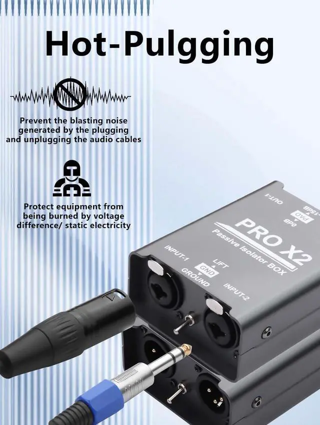 Alt view image 5 of 6 - Pro Passive Stereo Direct Connection Box 2-Channel Audio Isolator, Audio Current Sound Eliminator, 6.5 Permo Alloy Isolator, Mixing Console, live Broadcast