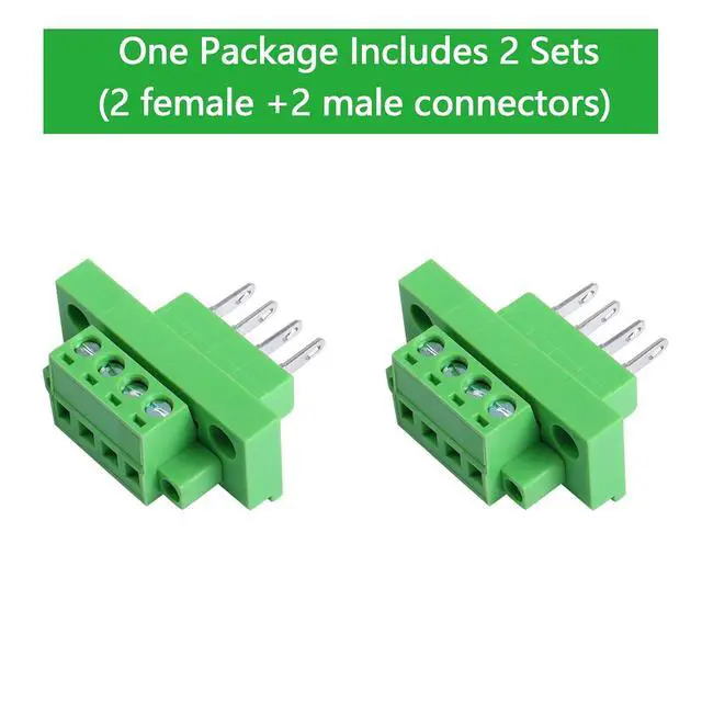 Alt view image 7 of 7 - 2 Sets 4 Pin 5.08 mm Terminal, 4-Pin Pluggable Screw Terminal Block Connectors, 4P Through-Wall Terminal Connectors 2EDGWB+2EDGKM with Screw Lock Plate Fixed