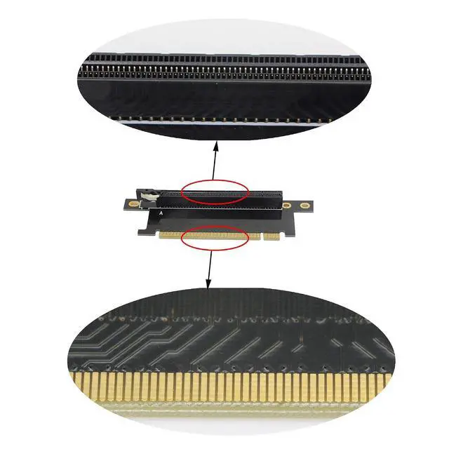 Alt view image 4 of 5 - Pci-E 16x Riser Card,PCI Express 3.0 16X Extension Cable 90 Degree High Speed Riser Card