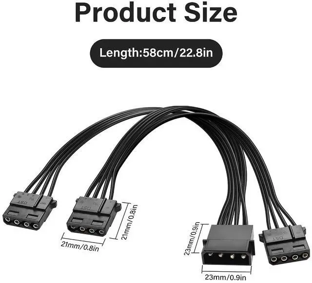 Alt view image 4 of 7 - Molex Splitter Power Cable LP4 4-Pin Male to 3 x 4-Pin Female D-Type Plug Y Splitter IDE PSU Power Cable for IDE Hard Drives and IDE CD ROM/DVDRW Drives(1 to 3)