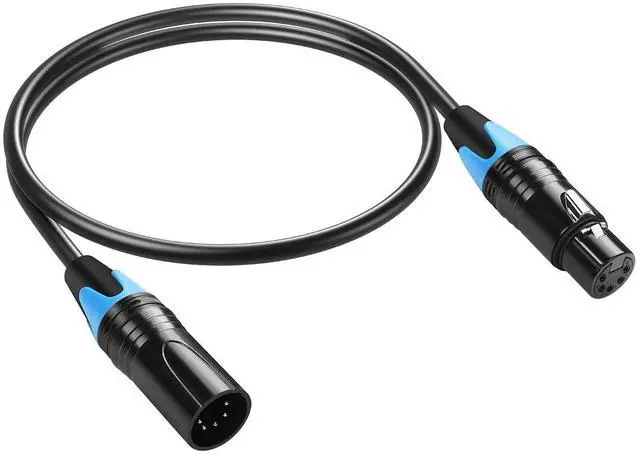 Main image of DMX Cable 5 Pin Signal XLR Male to Female Wire DMX512 XLR Male to Female Stage Light Signal Cable with Metal Connectors, Connection for Stage & DJ Lighting fixtures(0.5M)