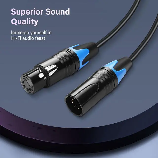 Alt view image 4 of 7 - DMX Cable 5 Pin Signal XLR Male to Female Wire DMX512 XLR Male to Female Stage Light Signal Cable with Metal Connectors, Connection for Stage & DJ Lighting fixtures(0.5M)