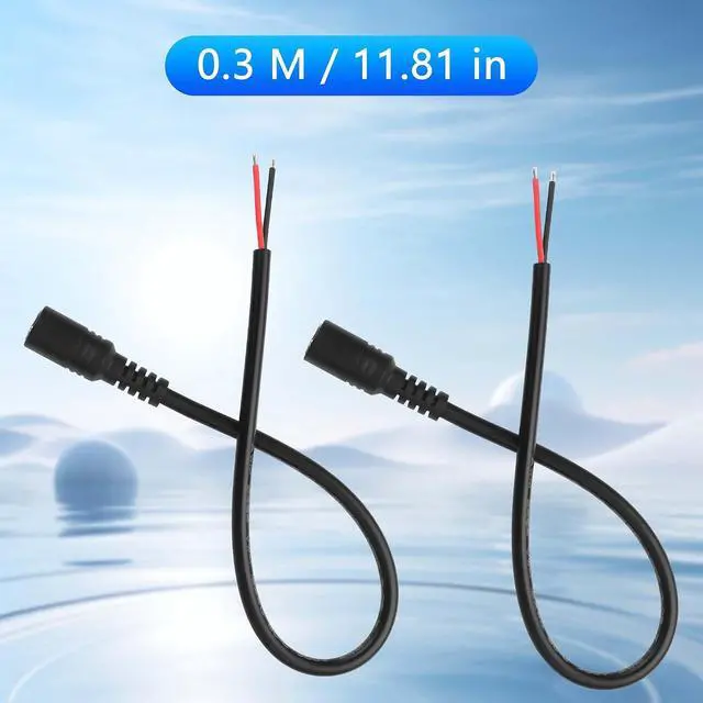 Alt view image 3 of 5 - 2 Pack DC6330 Power Pigtails Cable 6.3x3.0mm Female Plug Jack to Bare Wire Open End Extender Line 30cm for Laptops Notebook 18AWG