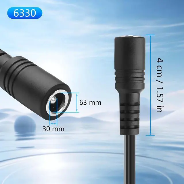 Alt view image 5 of 5 - 2 Pack DC6330 Power Pigtails Cable 6.3x3.0mm Female Plug Jack to Bare Wire Open End Extender Line 30cm for Laptops Notebook 18AWG