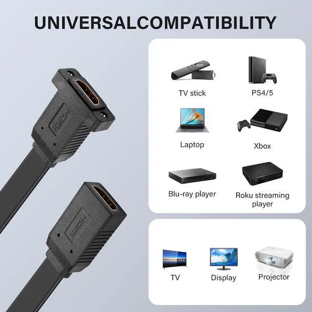 Alt view image 6 of 7 - HDMI Extension Cable 4K 60Hz HDMI Extender Cord High Speed 90-Degree Angle HDMI Female to Female Extension Wire 2 PCS (F/F)