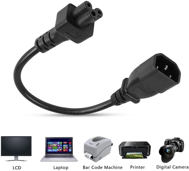 Alt view image 4 of 6 - C14 to C5 Power Cord 1Ft IEC320 C14 Male to C5 Female Power Cable 10A 250V AC Power Extension Adapter for PDU Servers,UPS Power Supplies,IT Devices,etc 0.3m