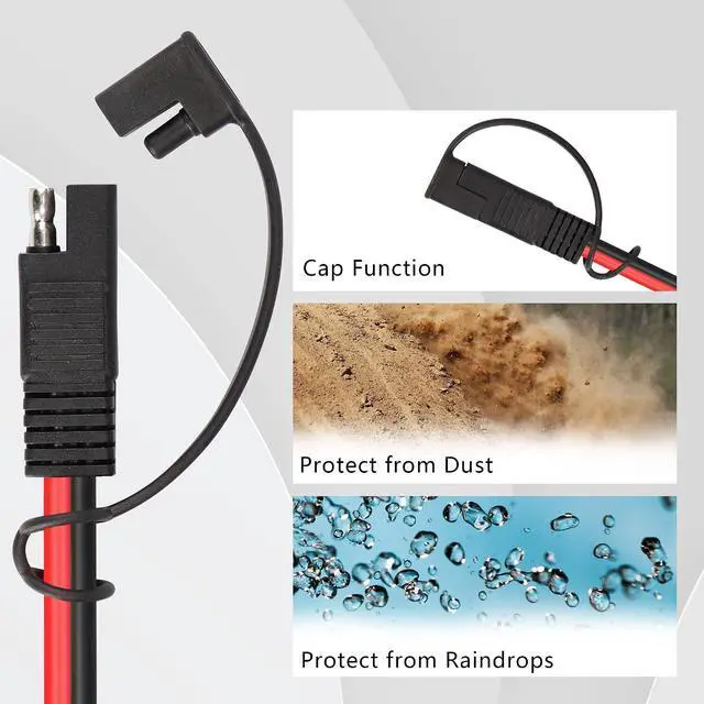 Alt view image 2 of 7 - 12AWG SAE Y Splitter 1 to 2 Extension Cable with Waterproof Cap 1Ft SAE to 2 SAE DC Power Automotive Connector Cable for Solar Panels Battery Connection and Transfer 30cm