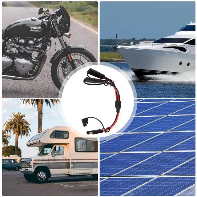 Alt view image 7 of 7 - 12AWG SAE Y Splitter 1 to 2 Extension Cable with Waterproof Cap 1Ft SAE to 2 SAE DC Power Automotive Connector Cable for Solar Panels Battery Connection and Transfer 30cm
