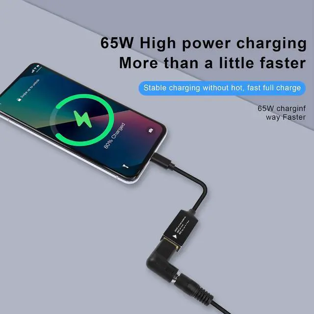 Alt view image 4 of 7 - PD65W Lenovo Square Mouth to USB-C Charging Cable Lenovo Square Mouth to Type-C Charger Power Adapter Cable for Laptops,Mobile Phones,Tablets, Rechargeables,etc(7Inch)(Lenovo Square Mouth)
