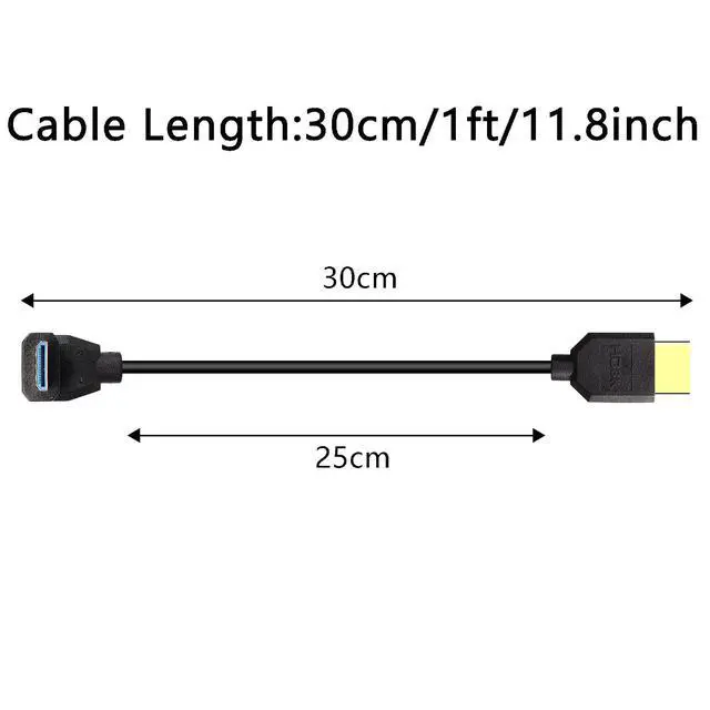 Alt view image 6 of 7 - 8K Mini HDMI to HDMI Cable Super Thin line OD 4.0mm MINI HDMI to HDMI Ultra HD 2.1 Cable 8K@60Hz 4K@120Hz 48Gbps Dynamic HDR, eARC 0.3m (Angled Up)