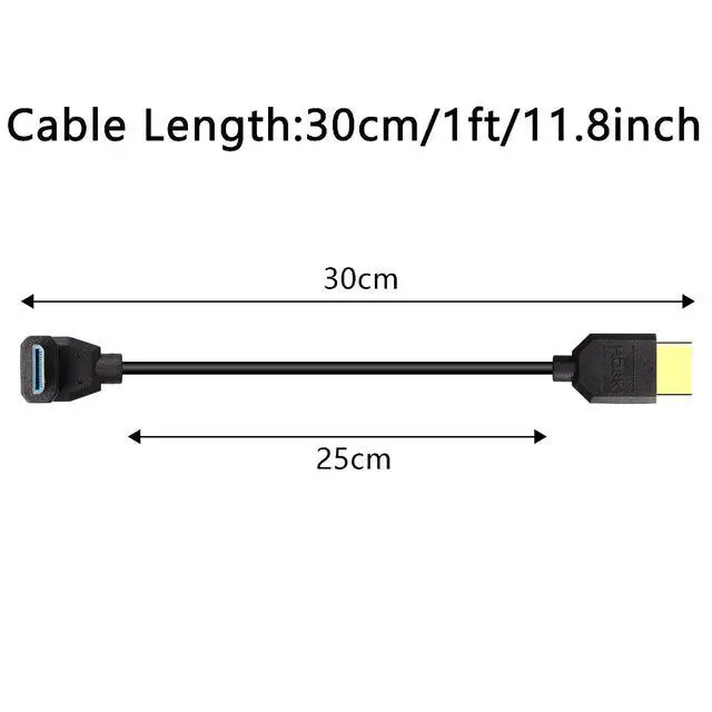 Alt view image 6 of 7 - 8K Mini HDMI to HDMI Cable Super Thin line OD 4.0mm Mini HDMI to HDMI Ultra HD 2.1 Cable 8K@60Hz 4K@120Hz 48Gbps Dynamic HDR, eARC 0.3m (Angled Down)