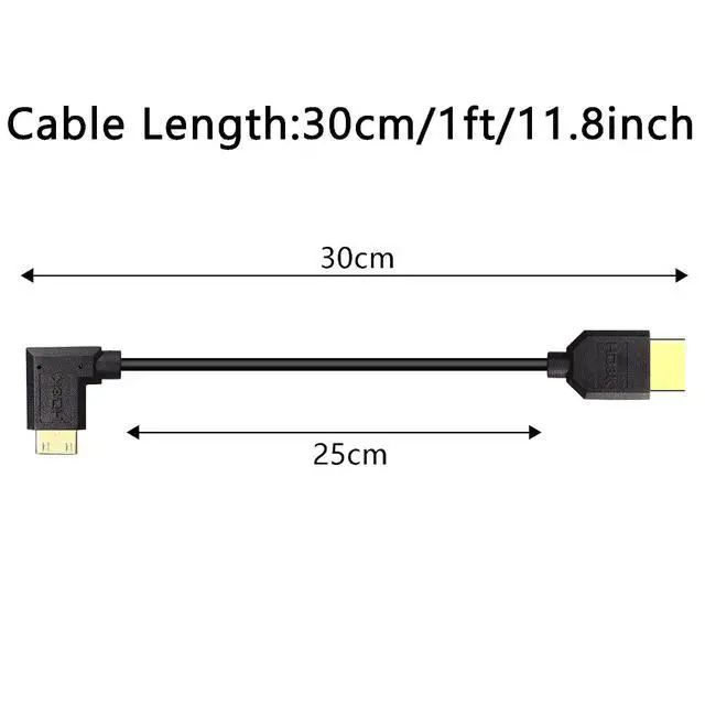Alt view image 6 of 7 - 8K Mini HDMI to HDMI Cable Super Thin line OD 4.0mm MINI HDMI to HDMI Ultra HD 2.1 Cable 8K@60Hz 4K@120Hz 48Gbps Dynamic HDR, eARC 0.3m (Angled Right)