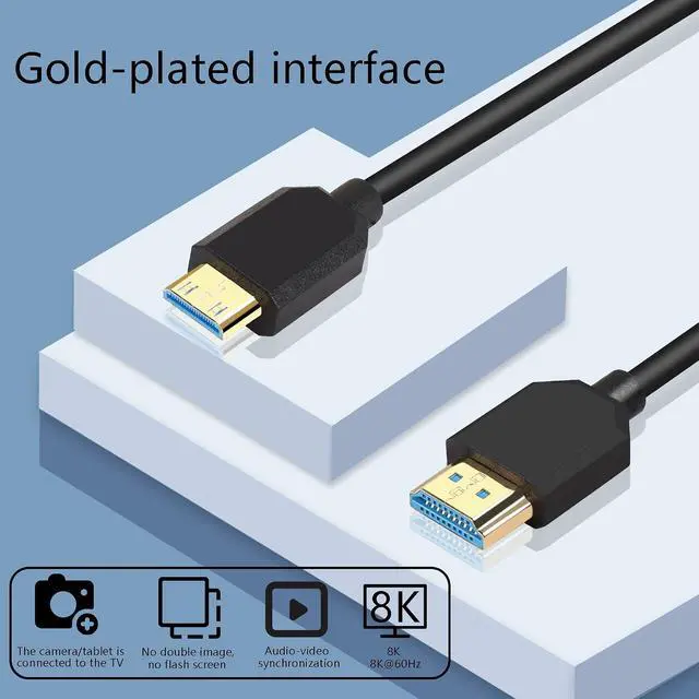 Alt view image 3 of 7 - 8K Mini HDMI to HDMI Cable Super Thin line OD 4.0mm MINI HDMI to HDMI Ultra HD 2.1 Cable 8K@60Hz 4K@120Hz 48Gbps Dynamic HDR, eARC 0.3m (Straight)