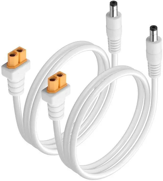 Main image of 2 PCS White XT60 to DC5521 Power Cord XT-60 Female to DC 5.5mm x 2.1mm Male 2x1.5mm ² Power Cable for FPV Goggles,B6 Balanced Charger,etc(11.81 Inch) (Long)