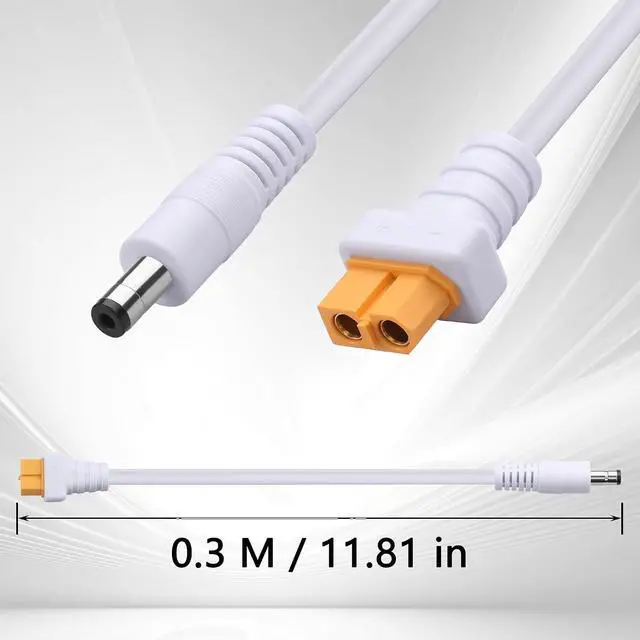 Alt view image 2 of 7 - 2 PCS White XT60 to DC5521 Power Cord XT-60 Female to DC 5.5mm x 2.1mm Male 2x1.5mm ² Power Cable for FPV Goggles,B6 Balanced Charger,etc(11.81 Inch) (Short)