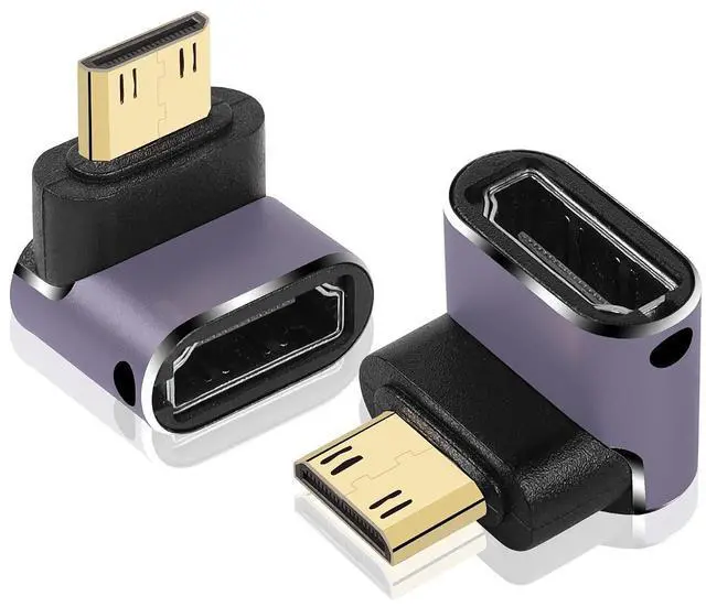 Main image of 8K Mini HDMI to Standard HDMI Adapter 2.1 Version Mini HDMI Male to UP Angle 90 Degree HDMI Female Extension Adapter for Camera,Laptop,Tablet,HDTV,Projector 2 PCS(UP Angle)