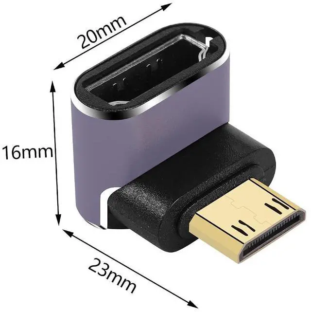 Alt view image 6 of 6 - 8K Mini HDMI to Standard HDMI Adapter 2.1 Version Mini HDMI Male to UP Angle 90 Degree HDMI Female Extension Adapter for Camera,Laptop,Tablet,HDTV,Projector 2 PCS(UP Angle)