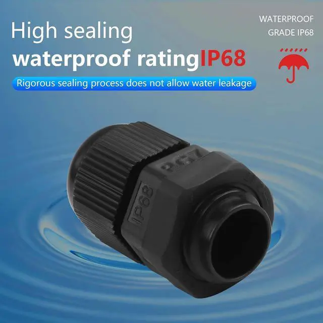 Alt view image 4 of 6 - 10Pcs PG7 Cable Gland, Plastic Waterproof Adjustable 3-3.5mm IP68 Cable Gland Joint, Wire Protector with Rubber Gaskets (PG7)