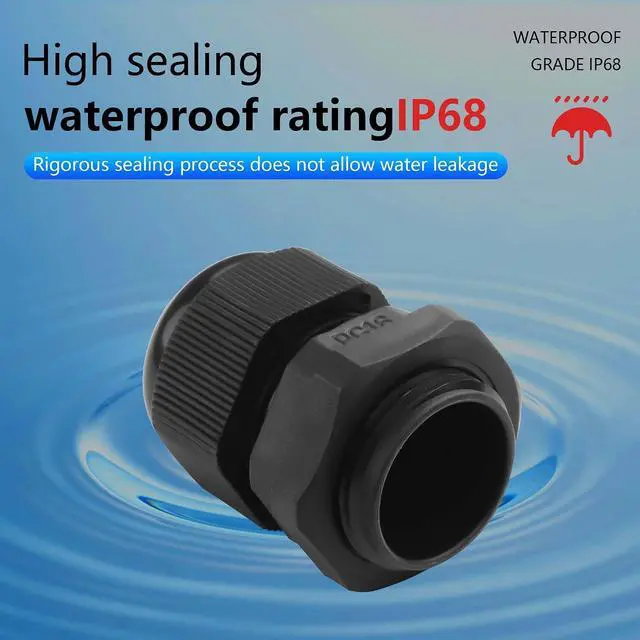 Alt view image 4 of 6 - 10PCS Cable Gland Waterproof Adjustable 3-14mm Cable Wire Protector with Rubber Gaskets PG7 PG9 PG11 PG13.5 PG16 Plastic Cable Gland Joints Wire Protectors Black (PG16)