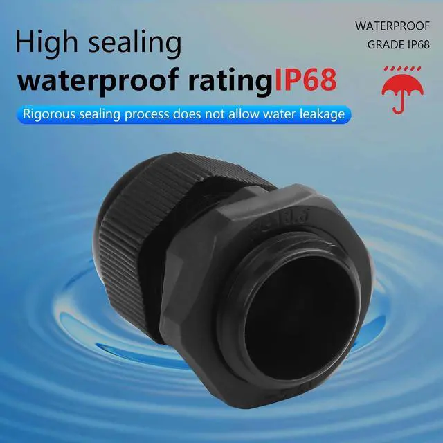 Alt view image 4 of 6 - 10PCS PG13.5 Cable Glands Waterproof Adjustable Cable Gland - 10 Pieces Black Plastic Nylon Waterproof Wire Glands Connector Fitting (PG13.5)